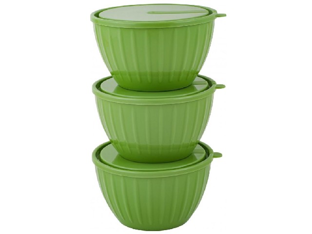 Набор салатников Sugar&Spice Vanilla с крышками (3х0,6л) фисташка